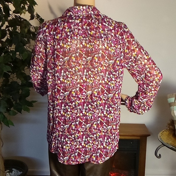 Colorful, Sheer Liz Claiborne Blouse, size medium - Picture 7 of 9